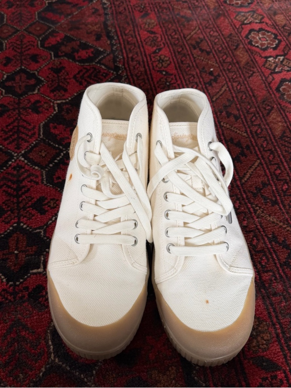 White Canvas Men's Sneakers with Gum Sole